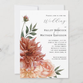 Terracotta, Peach, Blush Floral Wedding Invitation 招待状