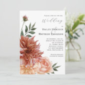 Terracotta, Peach, Blush Floral Wedding Invitation 招待状 (スタンド正面)