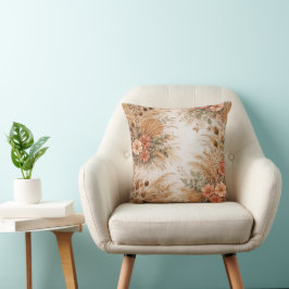Terracotta Peach Boho Pampas Floral クッション