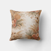 Terracotta Peach Boho Pampas Floral クッション (裏面)