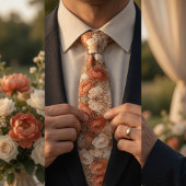 Terracotta Peony Floral Wedding ネクタイ