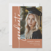 Terracotta Photo Collage Graduate Graduation Party 招待状 (正面)