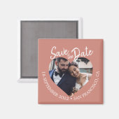 Terracotta Photo Modern Script Save the Date マグネット (正面/裏面)