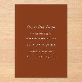Terracotta Photo Save the Date Card アクリル招待状