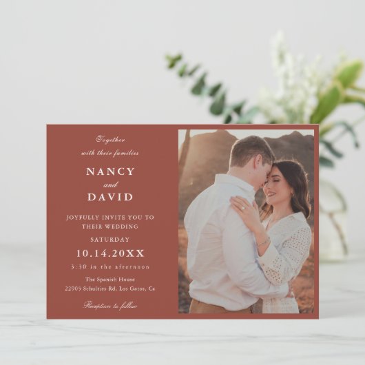 Terracotta Photo Wedding  Invitation 招待状 (スタンド正面)