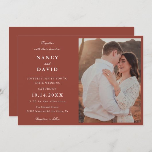 Terracotta Photo Wedding Invitation 招待状 (正面/裏面)