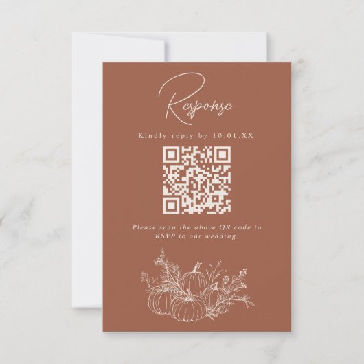 Terracotta Pumpkin Wedding RSVP QR Code Card (正面)