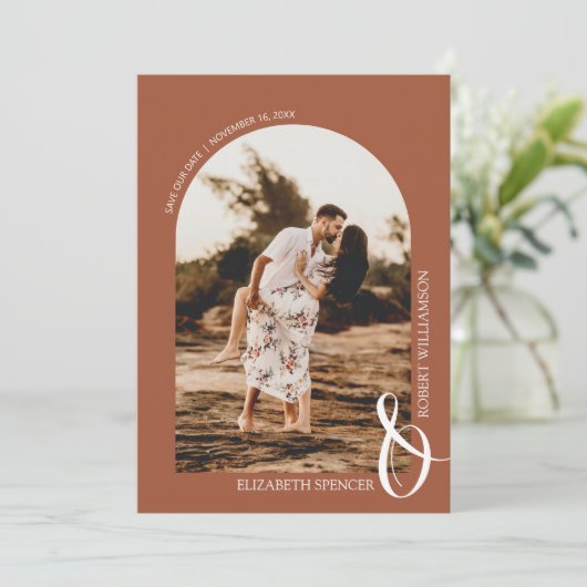 Terracotta QRコード結婚の写真日付の保存 セーブザデート (スタンド正面)