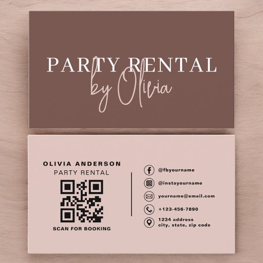 Terracotta QR Code Party Rental Modern 名刺