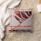 Terracotta Red Brown Warm Gray Diagonal Art Design クッション (ブランケット)