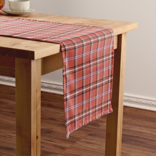 Terracotta Red Plaid Retro Color Table Runner ショートテーブルランナー (インサイチュ)