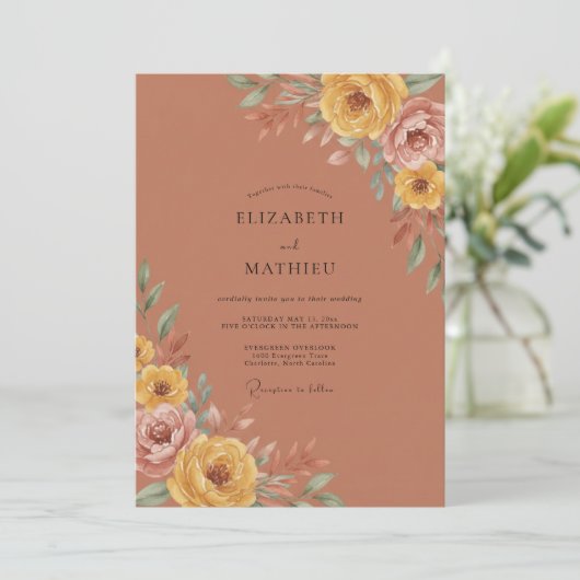 Terracotta Resplendent Fall Wedding 招待状 (スタンド正面)