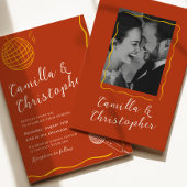 Terracotta Retro Disco Wedding 招待状