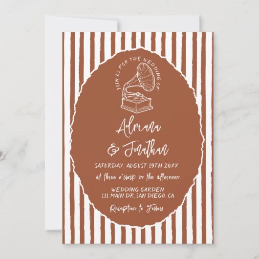 Terracotta Retro Hand Painted Wedding 招待状 (正面)