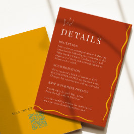 Terracotta Retro Wedding Details Card エンクロージャーカード
