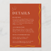 Terracotta Retro Wedding Details Card エンクロージャーカード (正面)