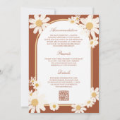 Terracotta Retro Yellow Daisy All in One Wedding 招待状 (裏面)