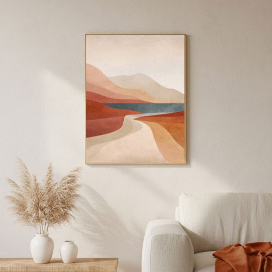 Terracotta River Abstract Wall Art for Living Room ポスター