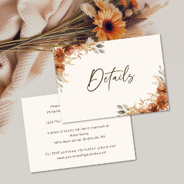 Terracotta-Russet Herbst Floral Hochzeitsdetails エンクロージャーカード