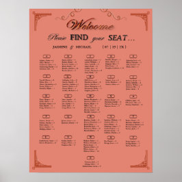 Terracotta Rust Alphabetical Wedding Seating Chart ポスター