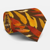 Terracotta Rust Autumn Leaf Pattern Neck Tie ネクタイ (ロール)
