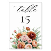 Terracotta Rust Dahlia Sage Green Flowers Wedding テーブルナンバー (裏面)