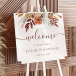 Terracotta Rust Flowers Boho Fall Wedding Welcome ポスター<br><div class="desc">Modern bohemian style wedding welcome sign featuring watercolor flowers and fall leaves in earthy tones like rust brown,  burnt orange and terracotta. Perfect choice for autumn weddings.</div>