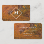 Terracotta Rust Metallic Texture Monogram Initial 名刺 (正面/裏面)