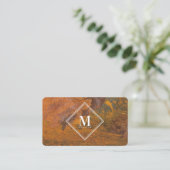Terracotta Rust Metallic Texture Monogram Initial 名刺 (スタンド正面)