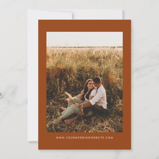 Terracotta Rust Photo Save the Dates招待状 招待状 (裏面)