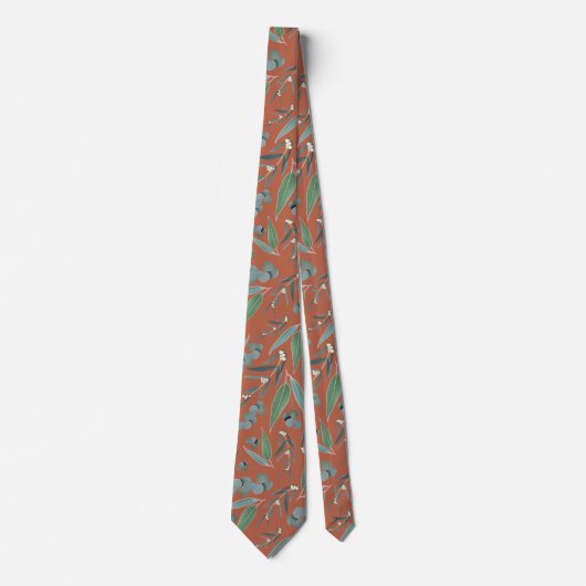 Terracotta Rust Sage Eucalyptus Greenery Pattern ネクタイ (正面)