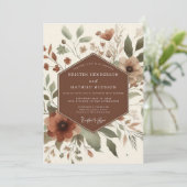 Terracotta Rustic Bloom Wedding 招待状 (スタンド正面)