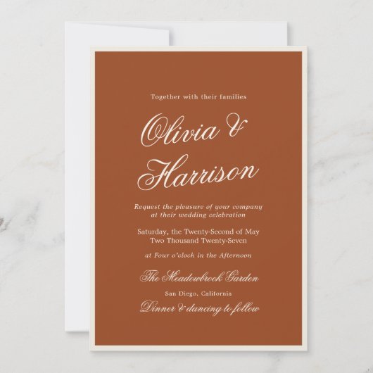 Terracotta Rustic Chic Modern Wedding Invitation 招待状 (正面)