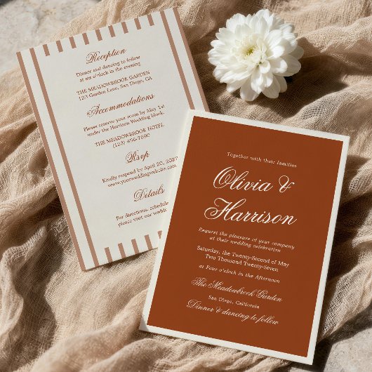 Terracotta Rustic Chic Modern Wedding Invitation 招待状