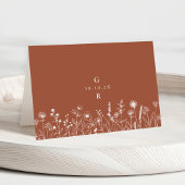 Terracotta Rustic Fall Wildflower Place Card テーブルナンバー