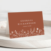 Terracotta Rustic Fall Wildflower Place Card テーブルナンバー