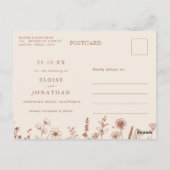 Terracotta Rustic Fall Wildflower Save the Date ポストカード (裏面)