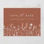 Terracotta Rustic Fall Wildflower Save the Date ポストカード (正面)