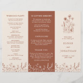 Terracotta Rustic Fall Wildflower Wedding Program (正面)
