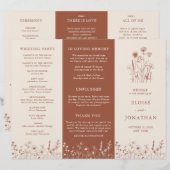 Terracotta Rustic Fall Wildflower Wedding Program (正面/裏面)