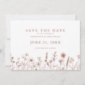 Terracotta Rustic Floral Fall Wildflower  Photo  セーブザデート (裏面)