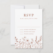 Terracotta Rustic Floral Fall Wildflower Wedding 出欠カード (正面)