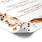 Terracotta Rustic Floral Signature Drinks Sign ポスター (角)