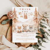 Terracotta Rustic Forest Baby Shower サンキューカード