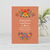 Terracotta & Sage Mexican Folk Art Fiesta Wedding 招待状 (スタンド正面)