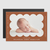 Terracotta Scalloped Photo Birth Announcement (正面/裏面)