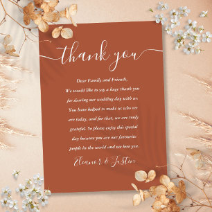 Terracotta Script Thank You Wedding プレイスカード