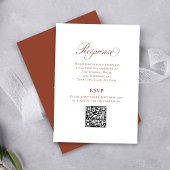 Terracotta Script Wedding RSVP QR Code エンクロージャーカード