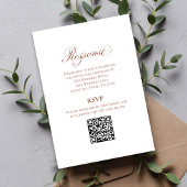 Terracotta Script Wedding RSVP QR Code エンクロージャーカード