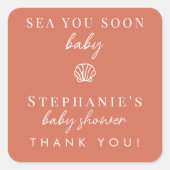 Terracotta Sea You Soon Thank You Baby Shower スクエアシール (正面)